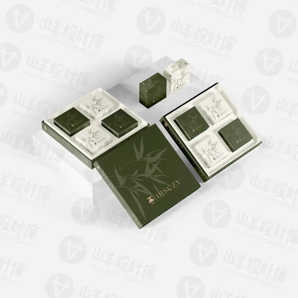 茶叶月饼糕点高级礼盒子刀模展开图样机