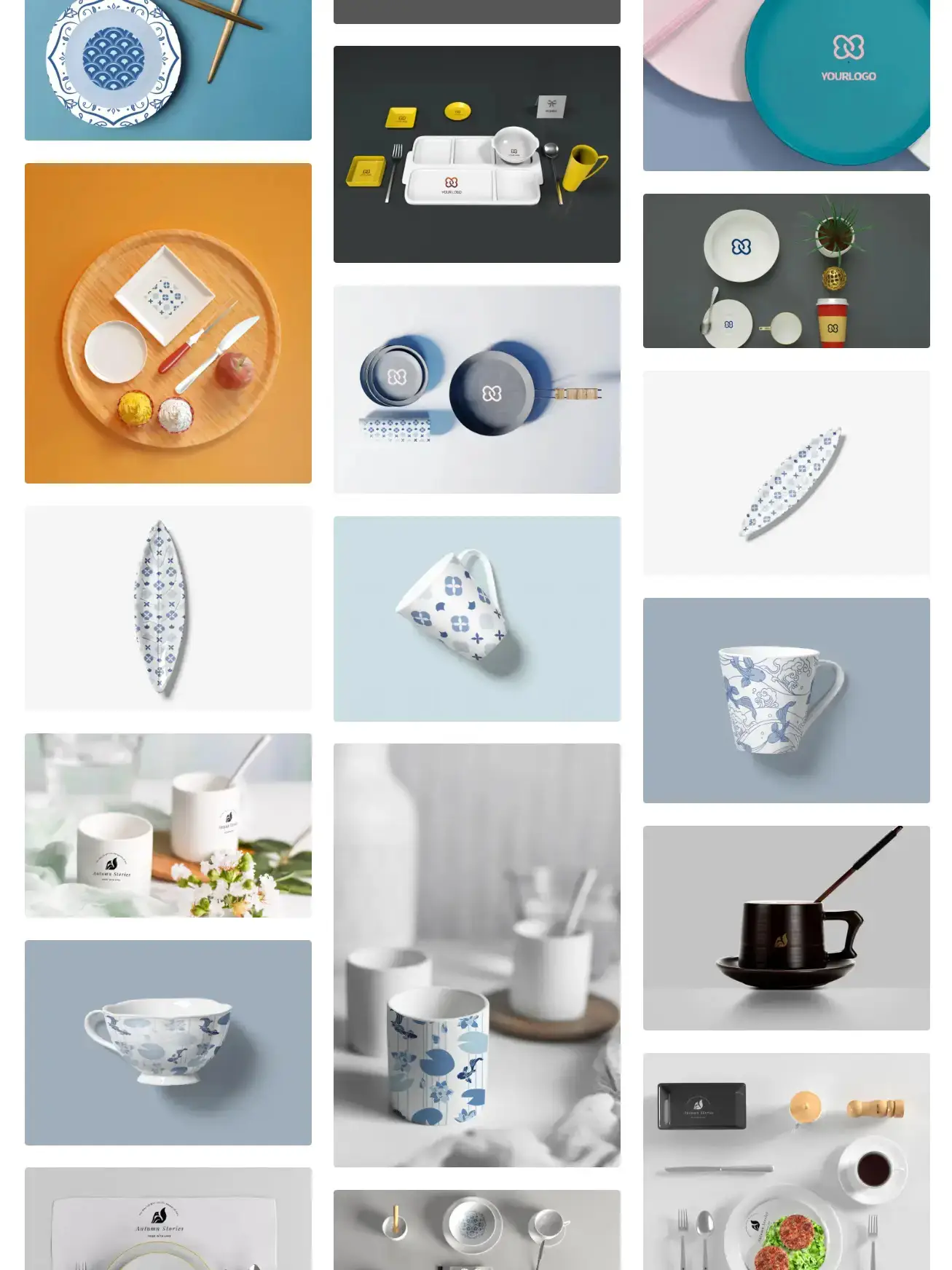 餐具杯子陶瓷盘子餐饮碗碟筷子品牌展示贴图样机