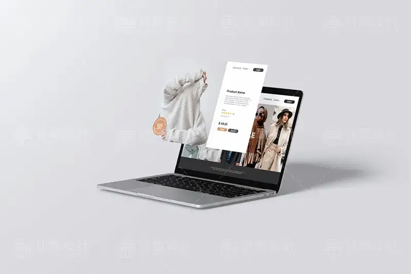 笔记本电脑web网页界面设计作品展示贴图样机