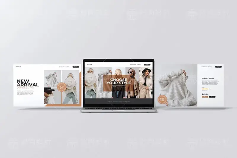笔记本电脑web网页界面设计作品展示贴图样机
