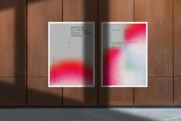 国外街头户外场景褶皱胶合海报展示样机