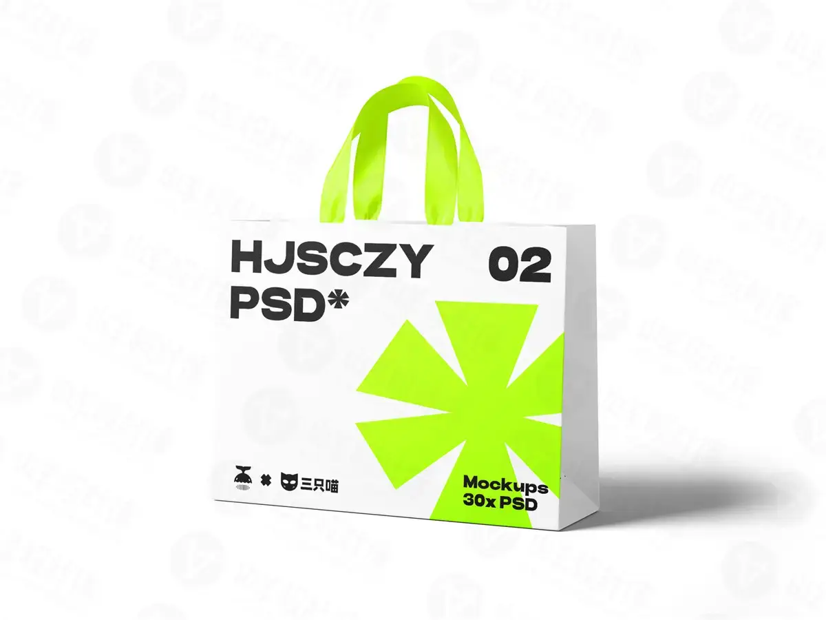 手提袋礼品购物袋效果图贴图样机刀版图