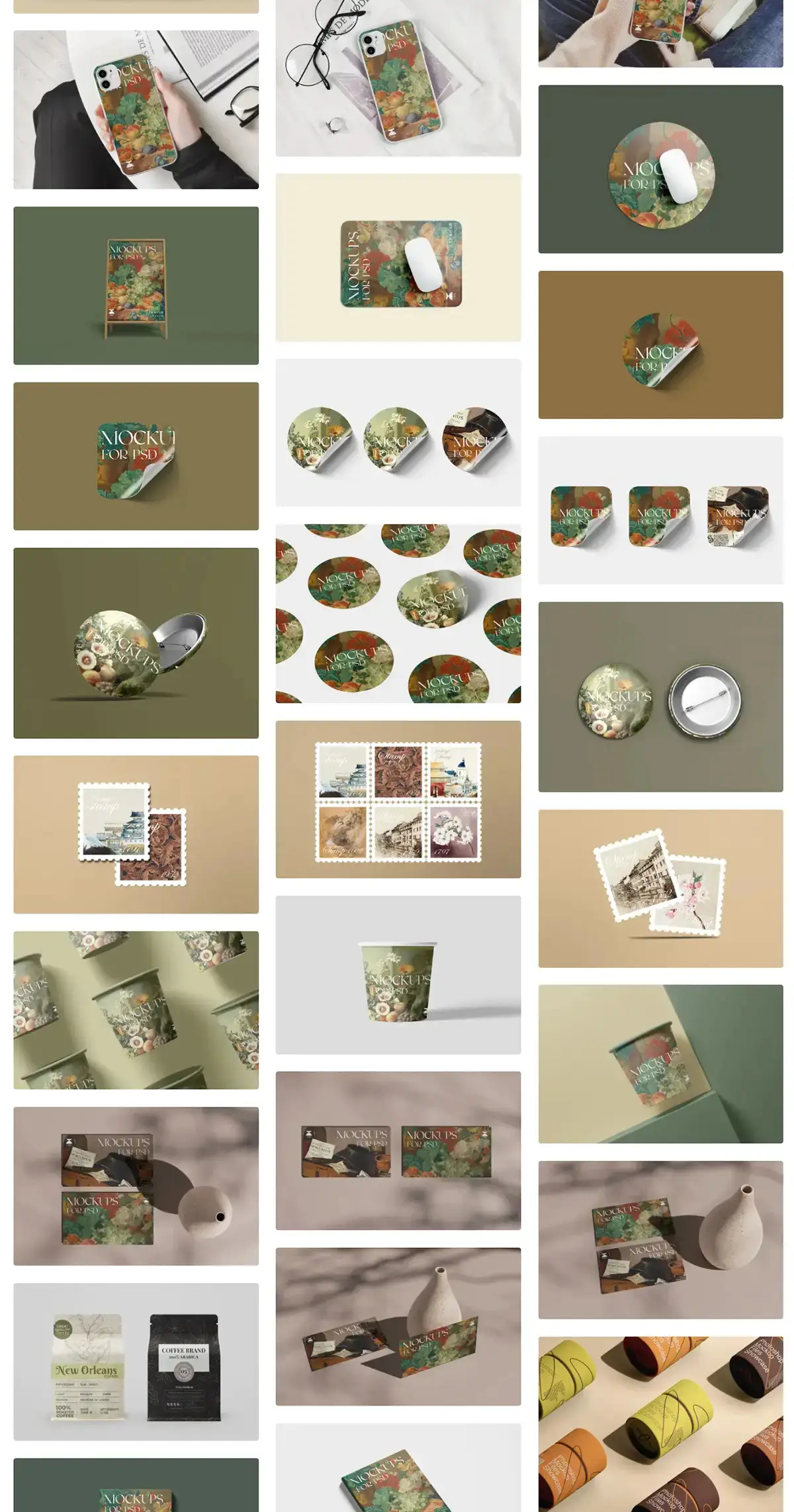 高级文创抱枕邮票手机壳周边插画贴图样机