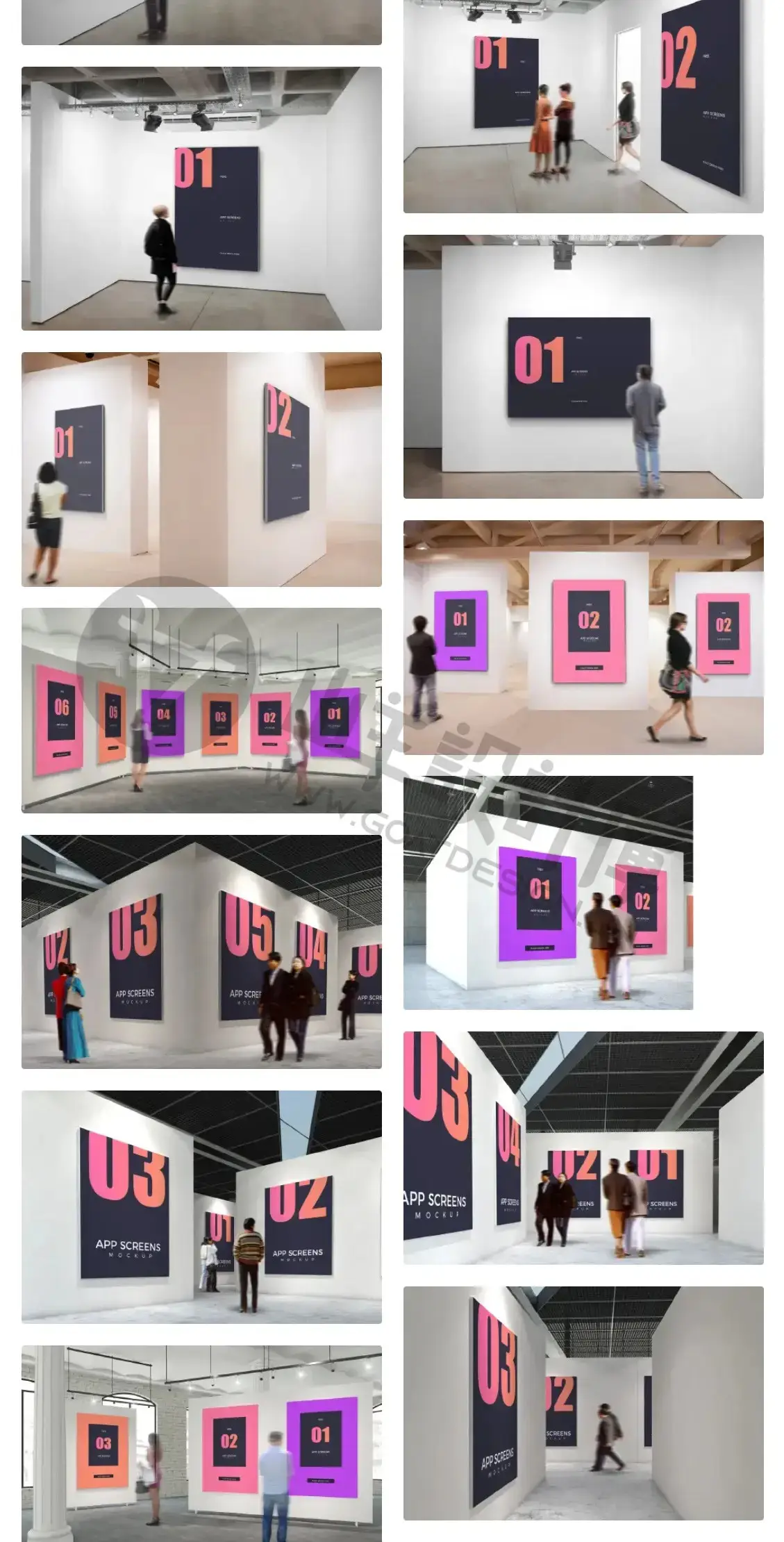美术展览馆海报画展艺术作品智能贴图样机