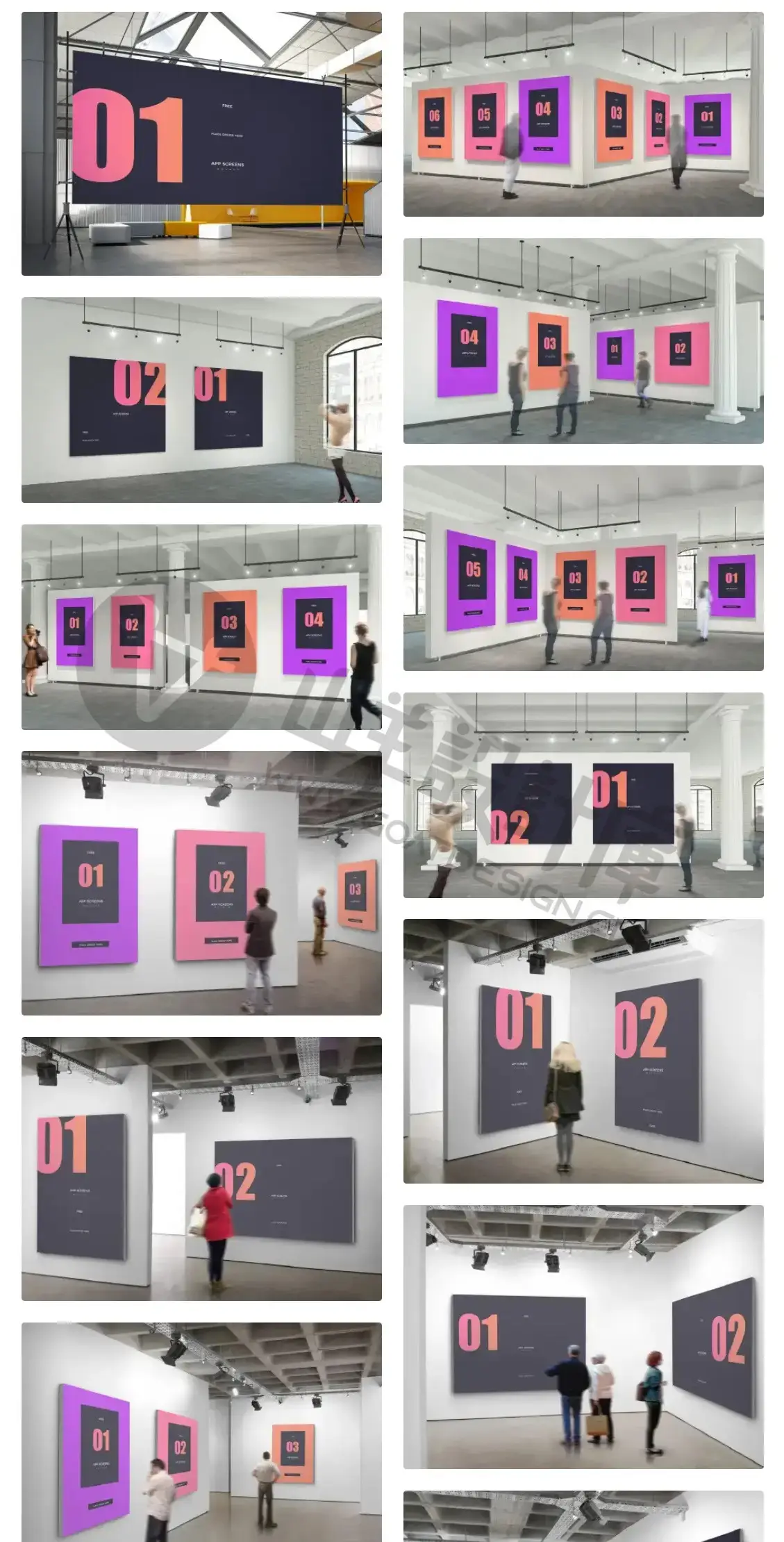 美术展览馆海报画展艺术作品智能贴图样机