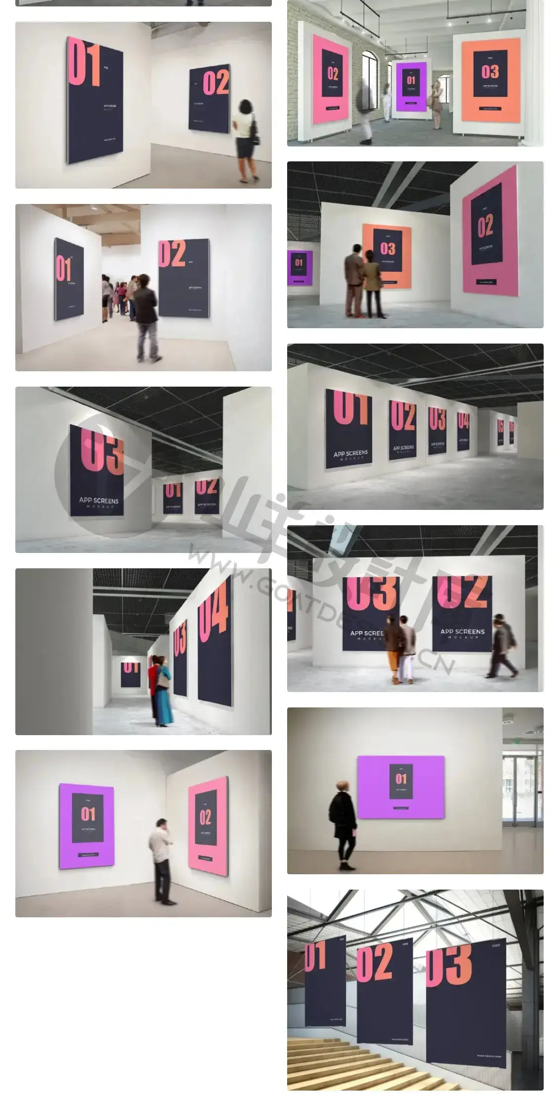 美术展览馆海报画展艺术作品智能贴图样机