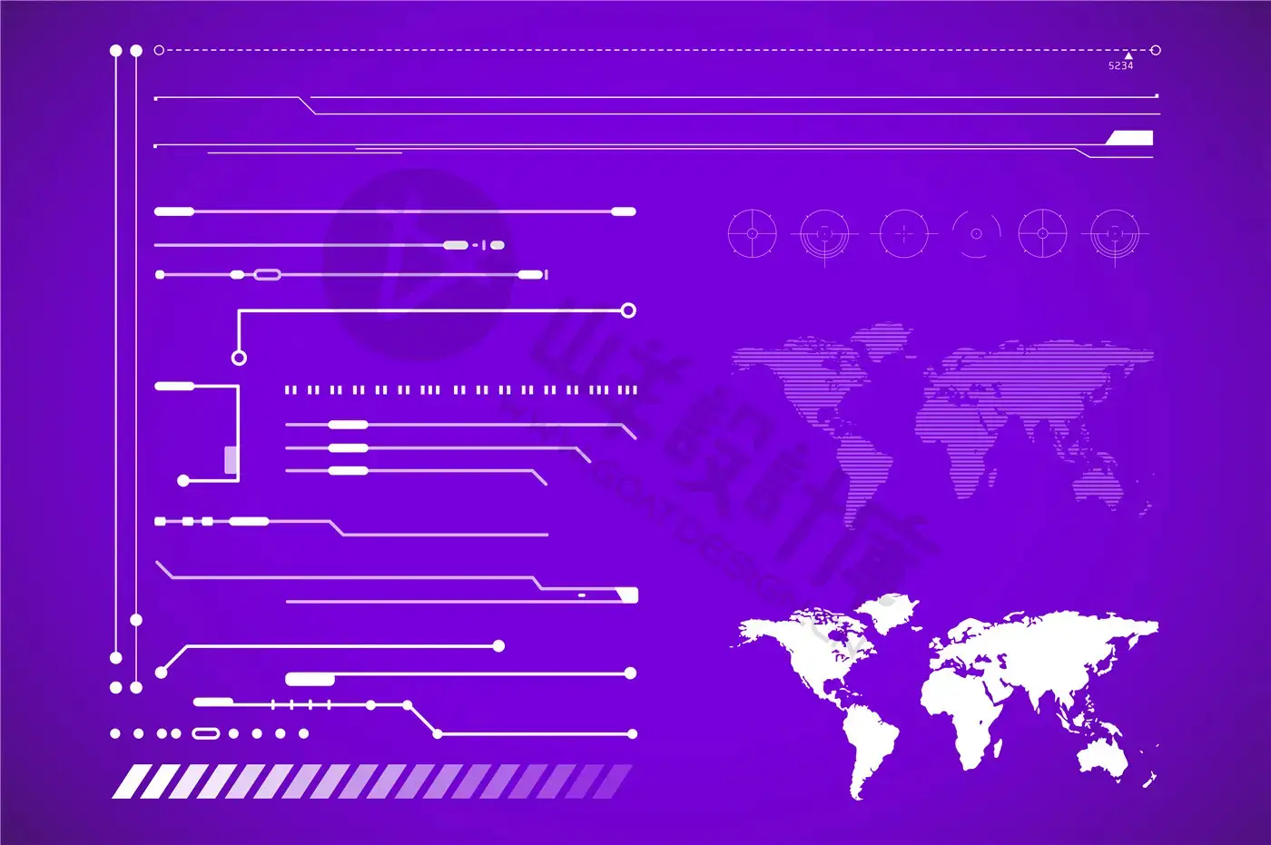未来科技感HUD信息图表形状图案AI矢量