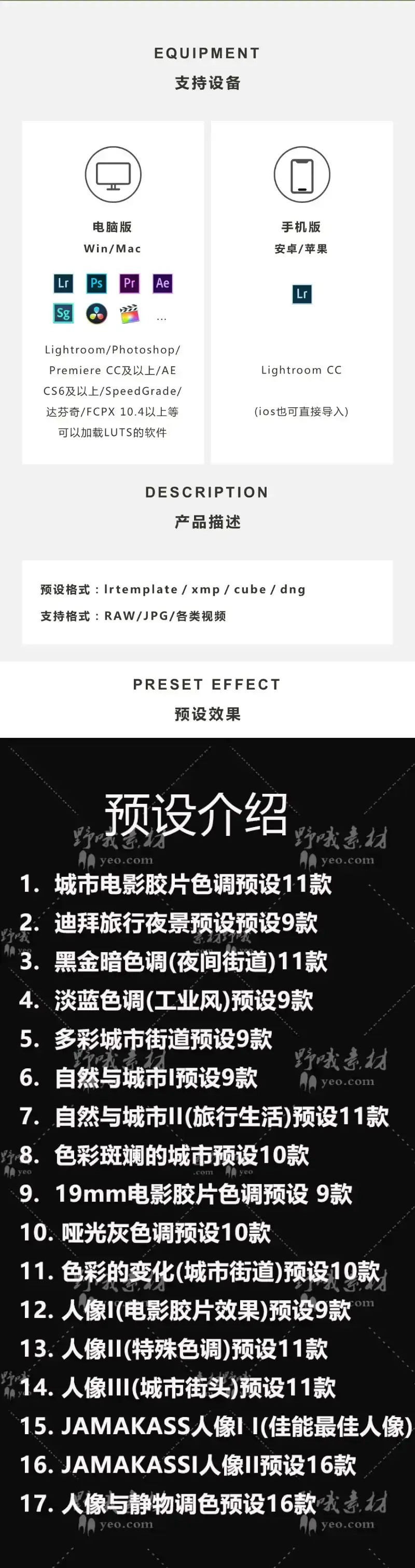 工业风城市黑金街拍夜景人像调色滤镜