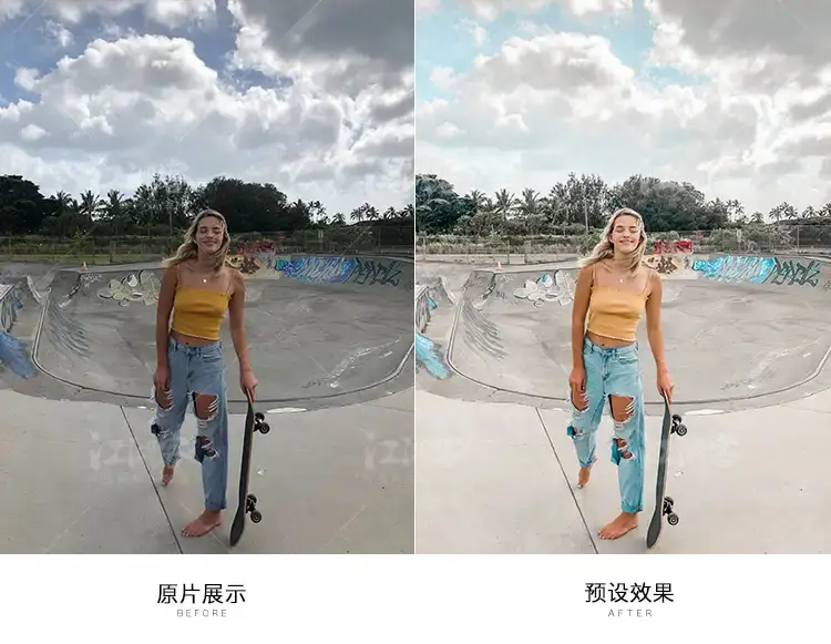 明亮奶油绿色调色电脑手机版滤镜 褪色低饱预设