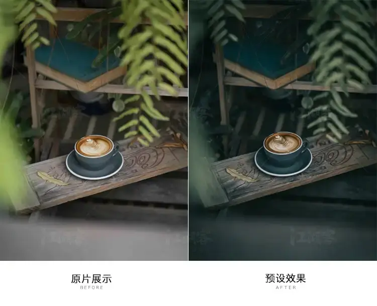 静谧美食咖啡馆暗冷调静物调色滤镜LR预设