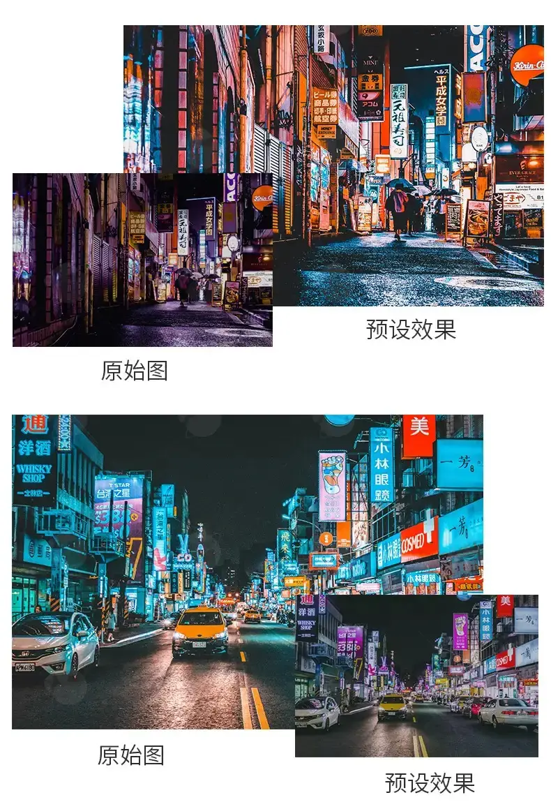 城市蓝橙街拍夜景摄影人像滤镜后期调色预设