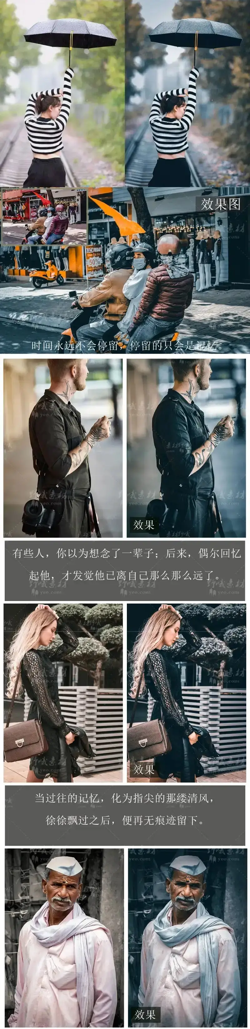 德系深蓝灰电影旅拍建筑预设人像调色lr预设