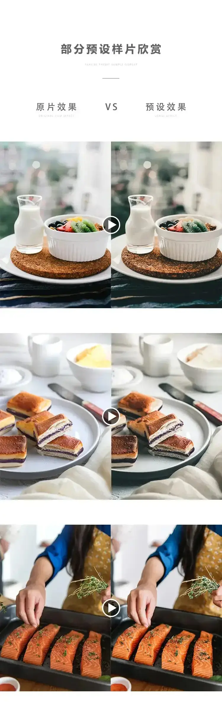 西餐美食静物预设产品摄影视频调色滤镜
