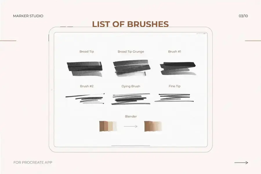 马克笔手绘工业产品室内设计草图Procreate笔刷