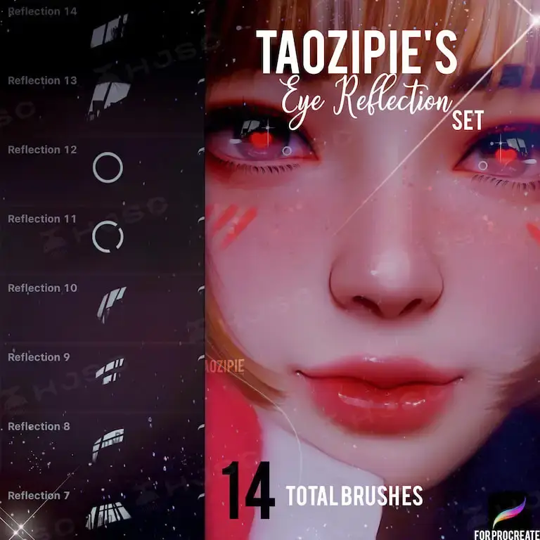 全套taozipie网红插画人像人物美妆厚涂procreate笔刷
