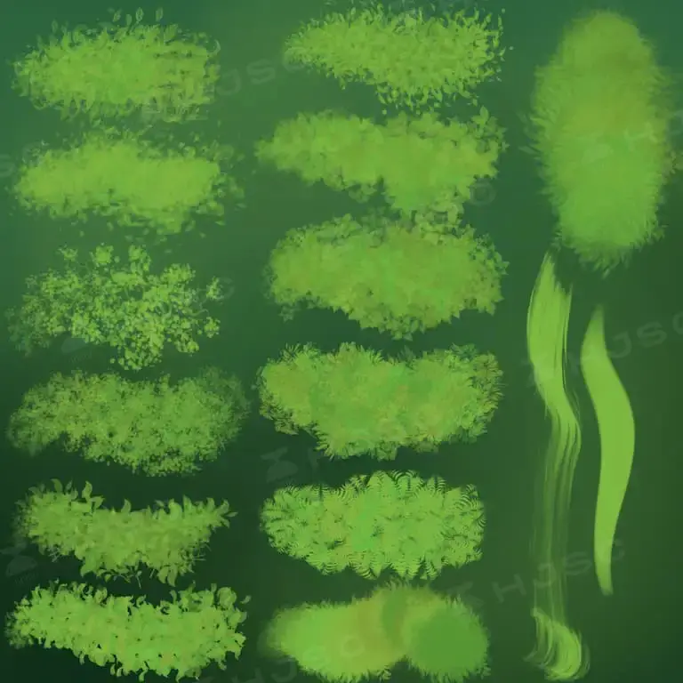 植物森林场景树叶杂草树木叶子procreate笔刷