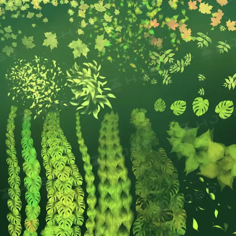 植物森林场景树叶杂草树木叶子procreate笔刷