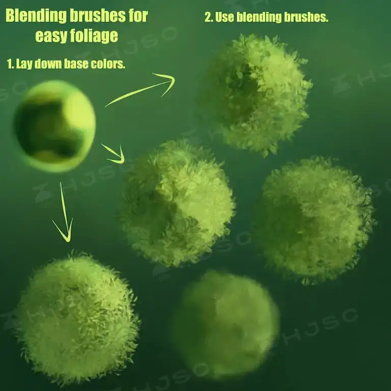 植物森林场景树叶杂草树木叶子procreate笔刷