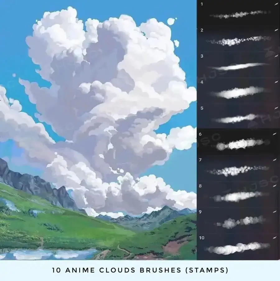 动漫宫崎骏天空云彩白云procreate笔刷