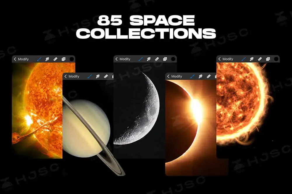 宇宙太空银河星系太阳球体陨石procreate笔刷