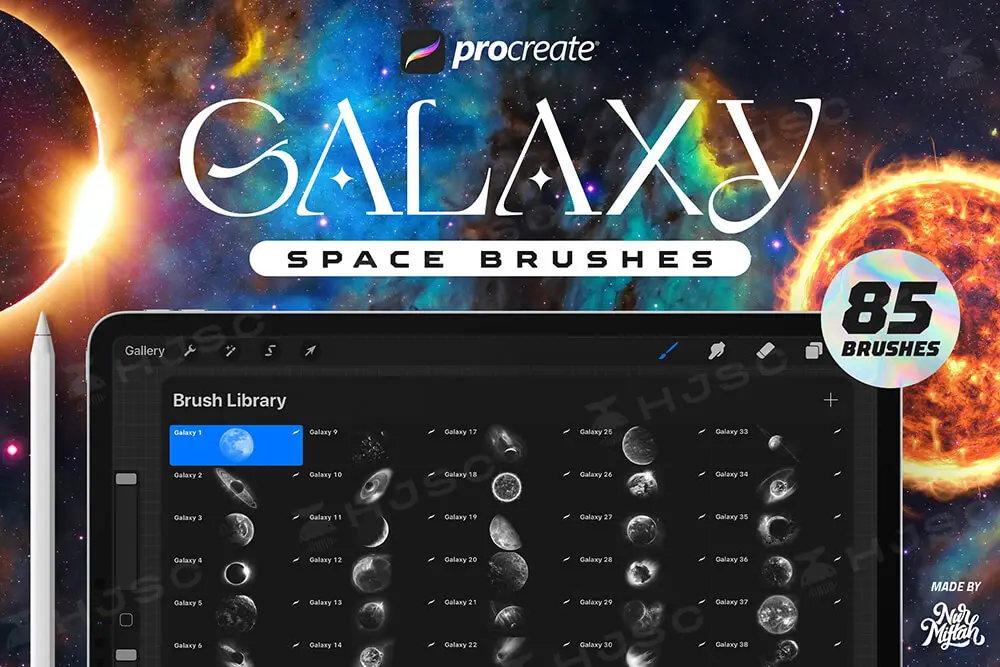 宇宙太空银河星系太阳球体陨石procreate笔刷