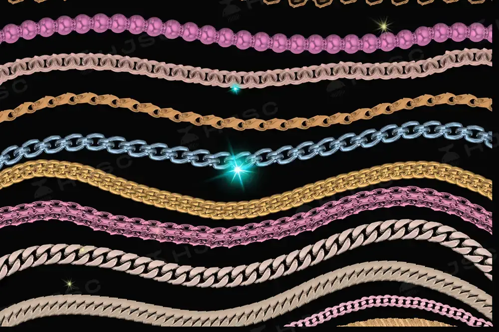 宝石珠宝项链立体金属链条项链procreate笔刷
