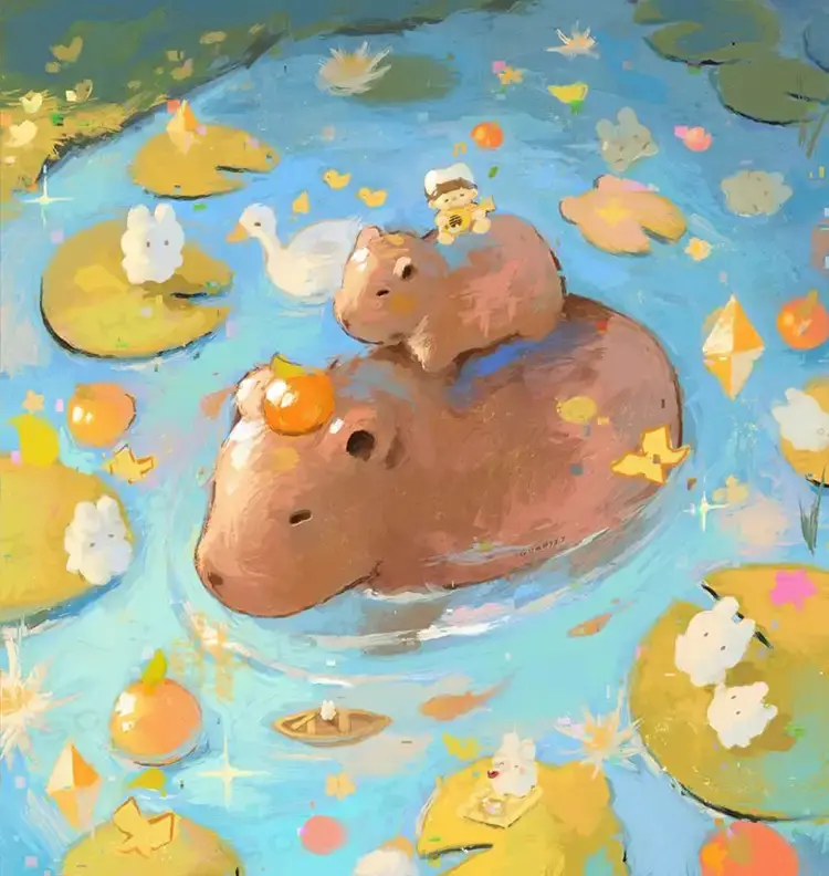 Happyyu油画水粉油画棒肌理卡通儿童厚涂procreate笔刷