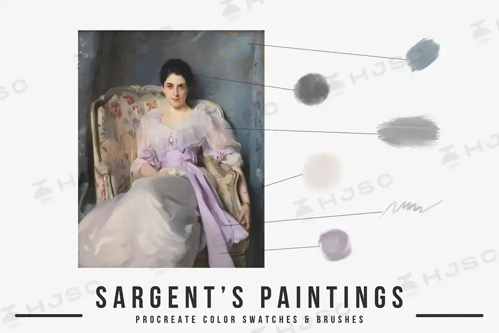 Sargent约翰·辛格·萨金特复古油画艺术色卡procreate笔刷