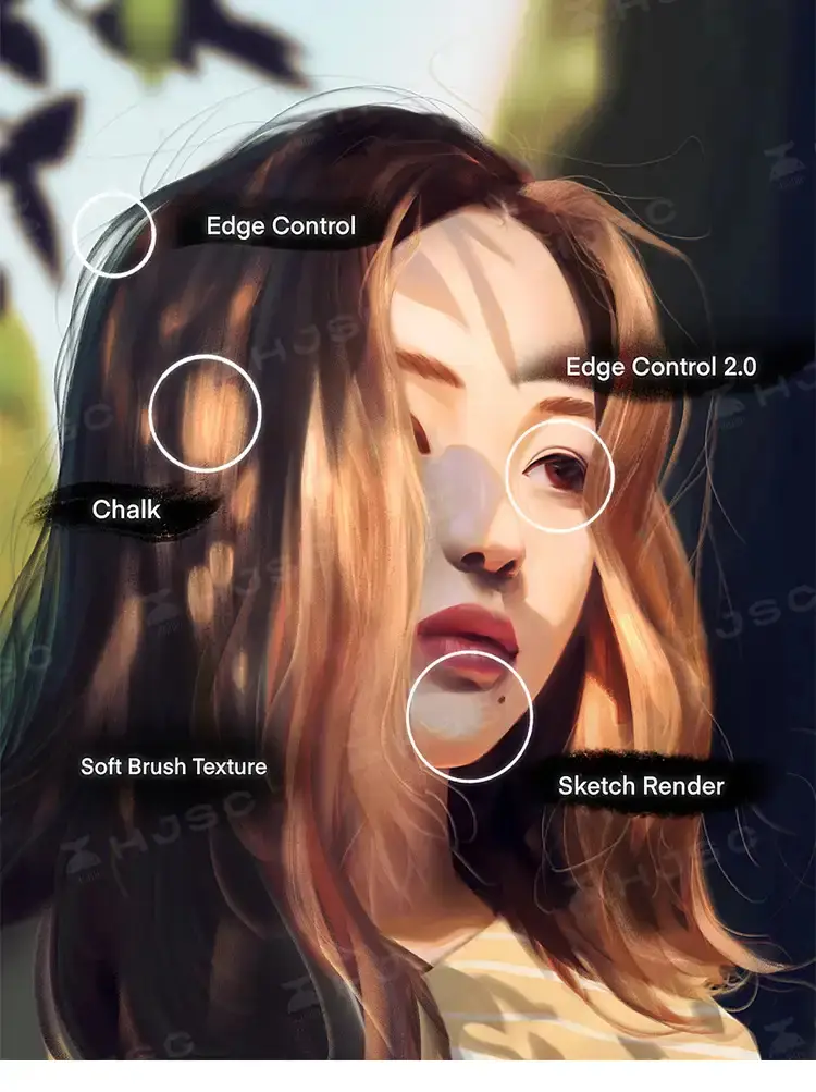Jingsketch插画人像厚涂水彩色卡procreate笔刷