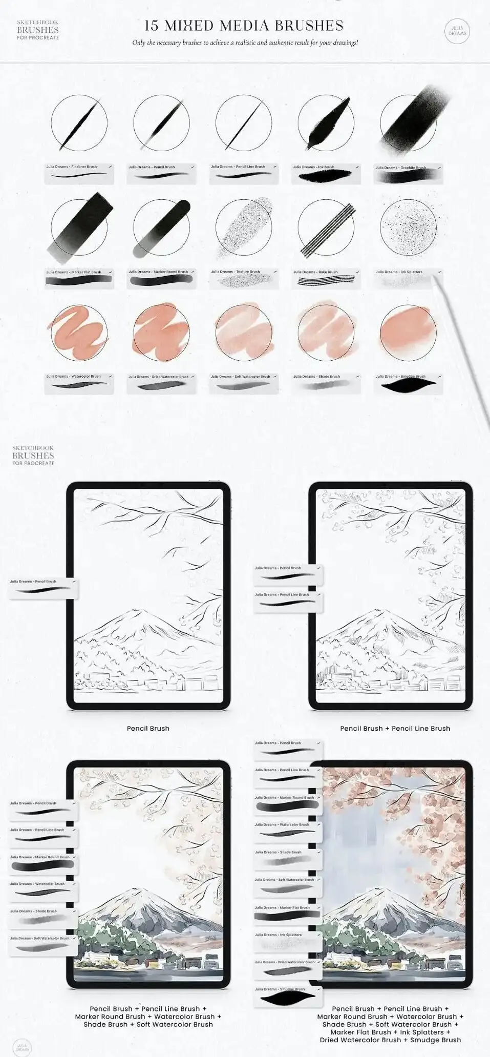 画笔混合素描 (BRUSHSET,PROCREATE)Procreate笔刷