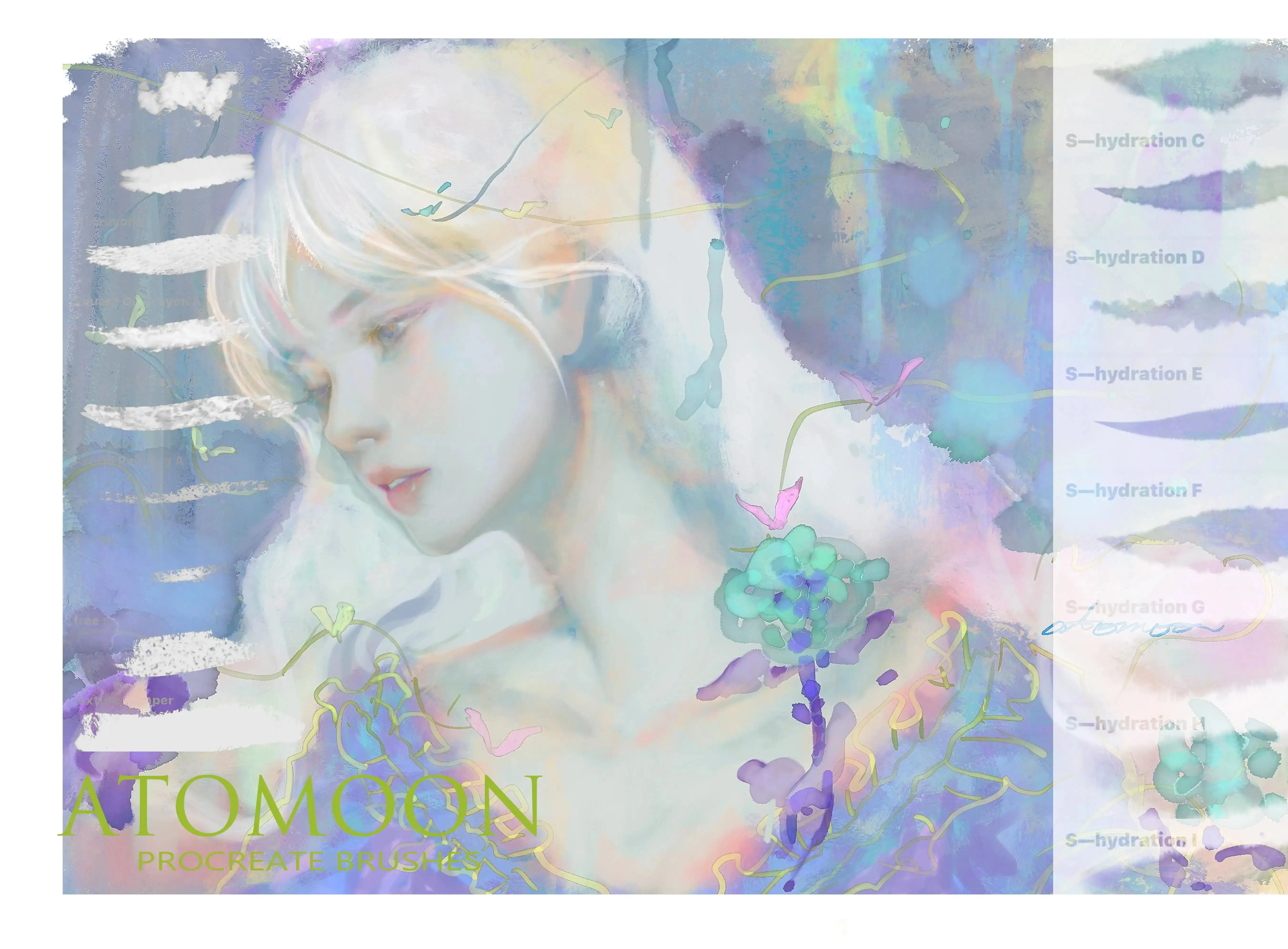 厚涂动漫水墨木炭粉彩油画水彩手绘Procreate笔刷