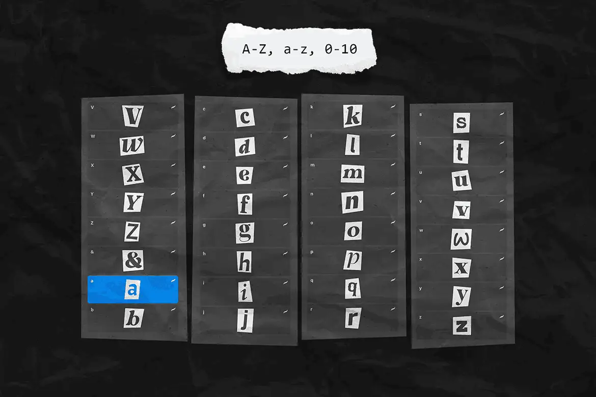 独特复古拼贴艺术剪纸字母Procreate笔刷