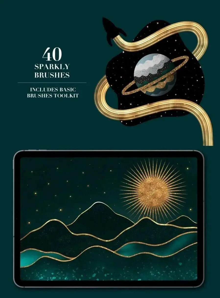绘画金箔闪亮Procreate笔刷