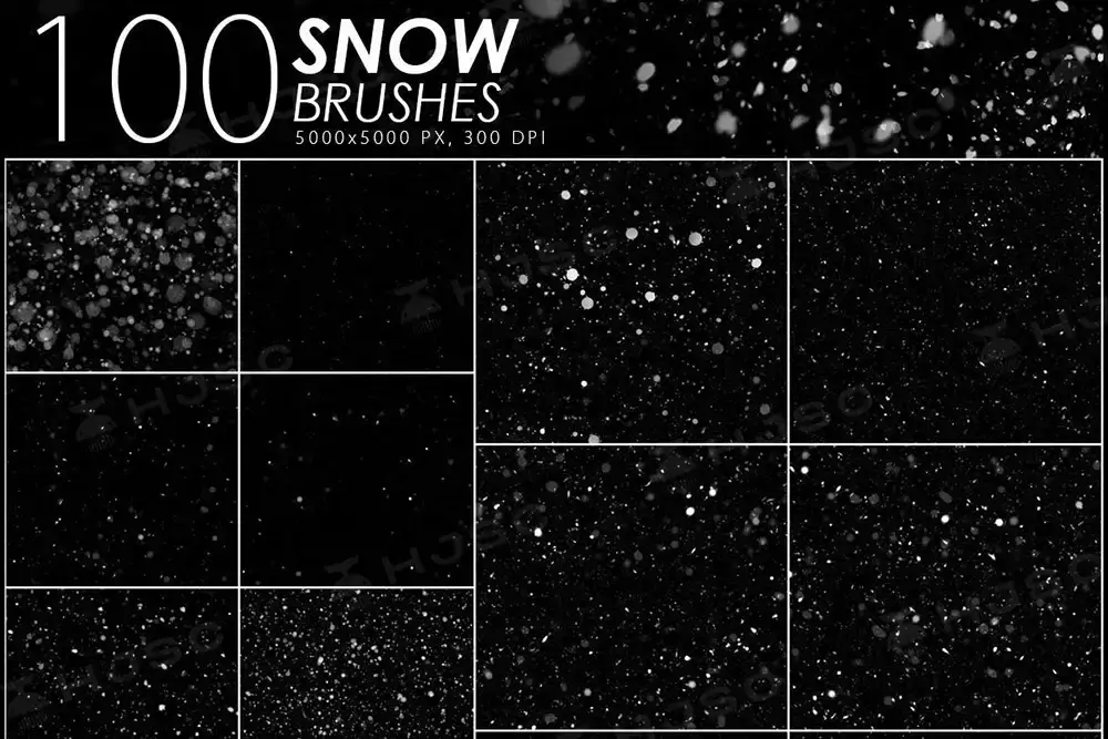 下雪特效雪花飘落冬季大雪procreate笔刷ps笔刷