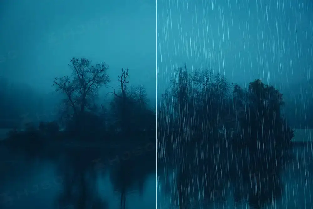 真实下雨效果图雨水画笔PS笔刷