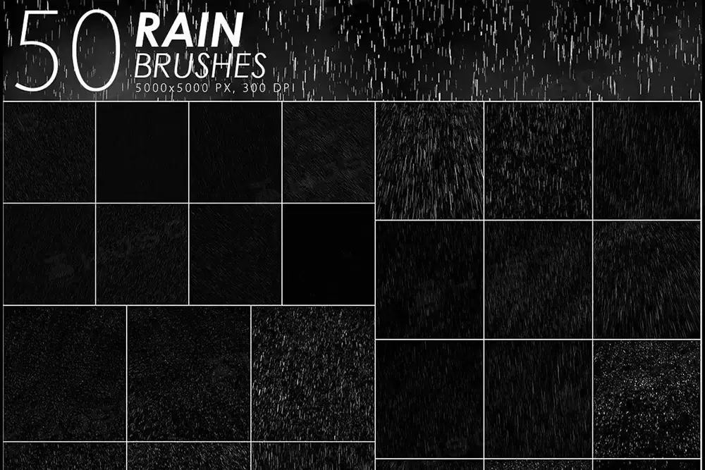 真实下雨效果图雨水画笔PS笔刷