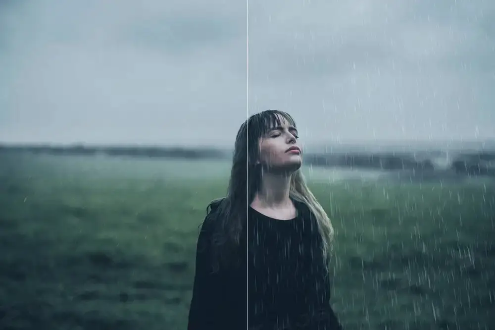 真实下雨效果图雨水画笔PS笔刷