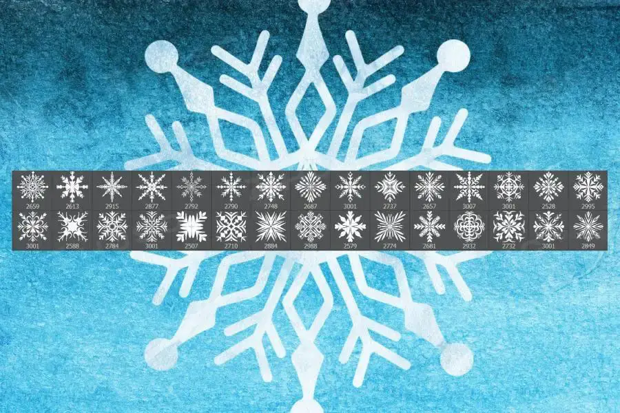 冬季主题雪花图案装饰花纹PS笔刷